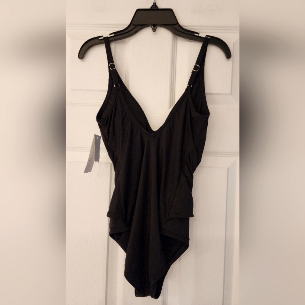 Michael Michael Kors One Piece V-Neck Swimsuit In Black Size 8 - Picture 4 of 10